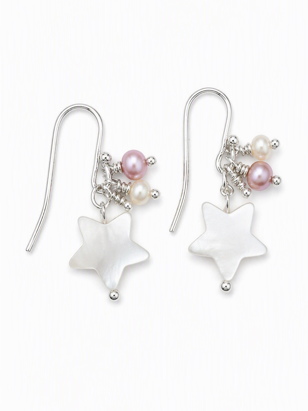 White Mother-of-Pearl Star Drop sliver Earrings
